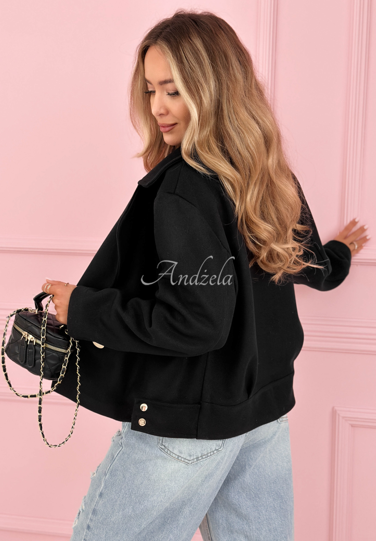 Krátký vlněný kabát Sylvie černá