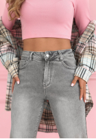 Kalhoty džínové  mom fit Wait Here jasnoszare