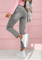 Kalhoty džínové  mom fit Wait Here jasnoszare