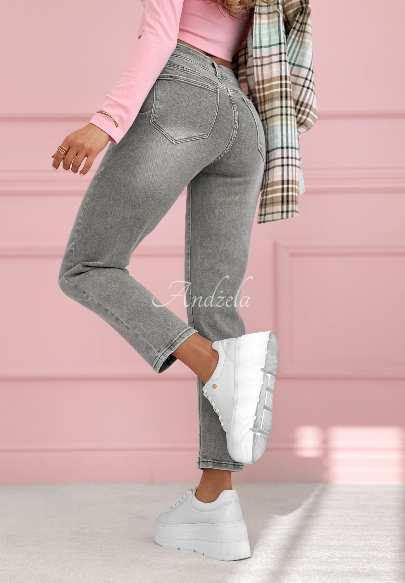 Džíny mom fit Wait Here světle modré