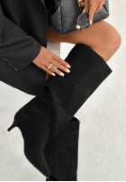 semišové Kozačky na szpilce Better Without You černé