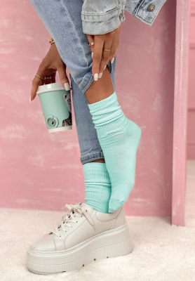 Dlouh&eacute; vroubkovan&eacute; ponožky Always Me blankytn&eacute;