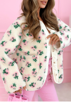 Bunda polarowa w kwiaty Flower Fluffs béžová