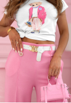 Eleganckie Kalhoty wide leg w kant My Rules béžové