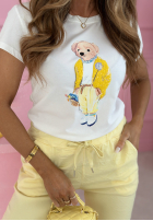 Tričko z misiem Teddy's Choice biało-růžový