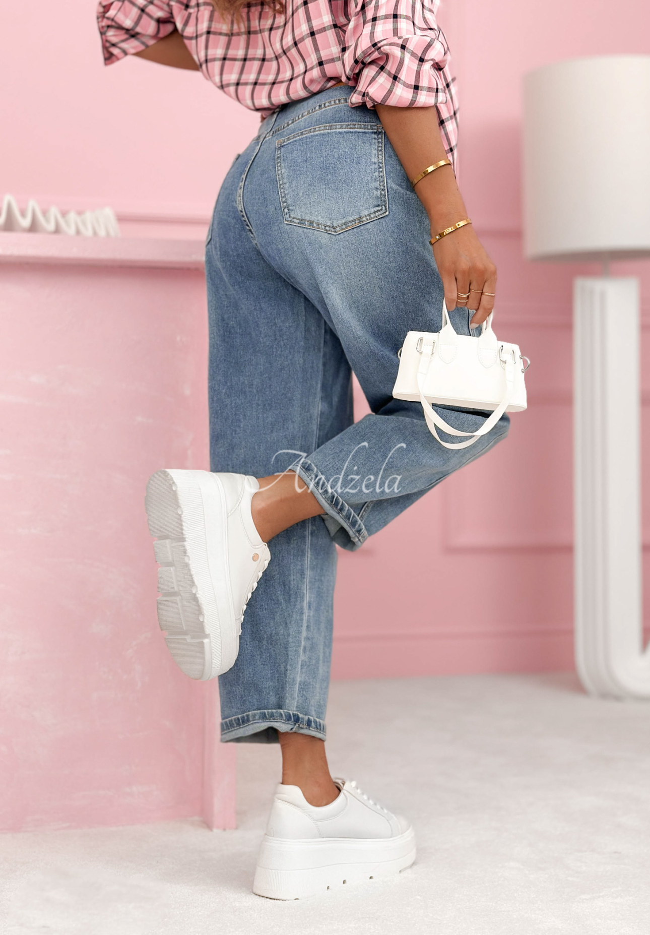 Banánové džíny s páskem Let Me In světle modré