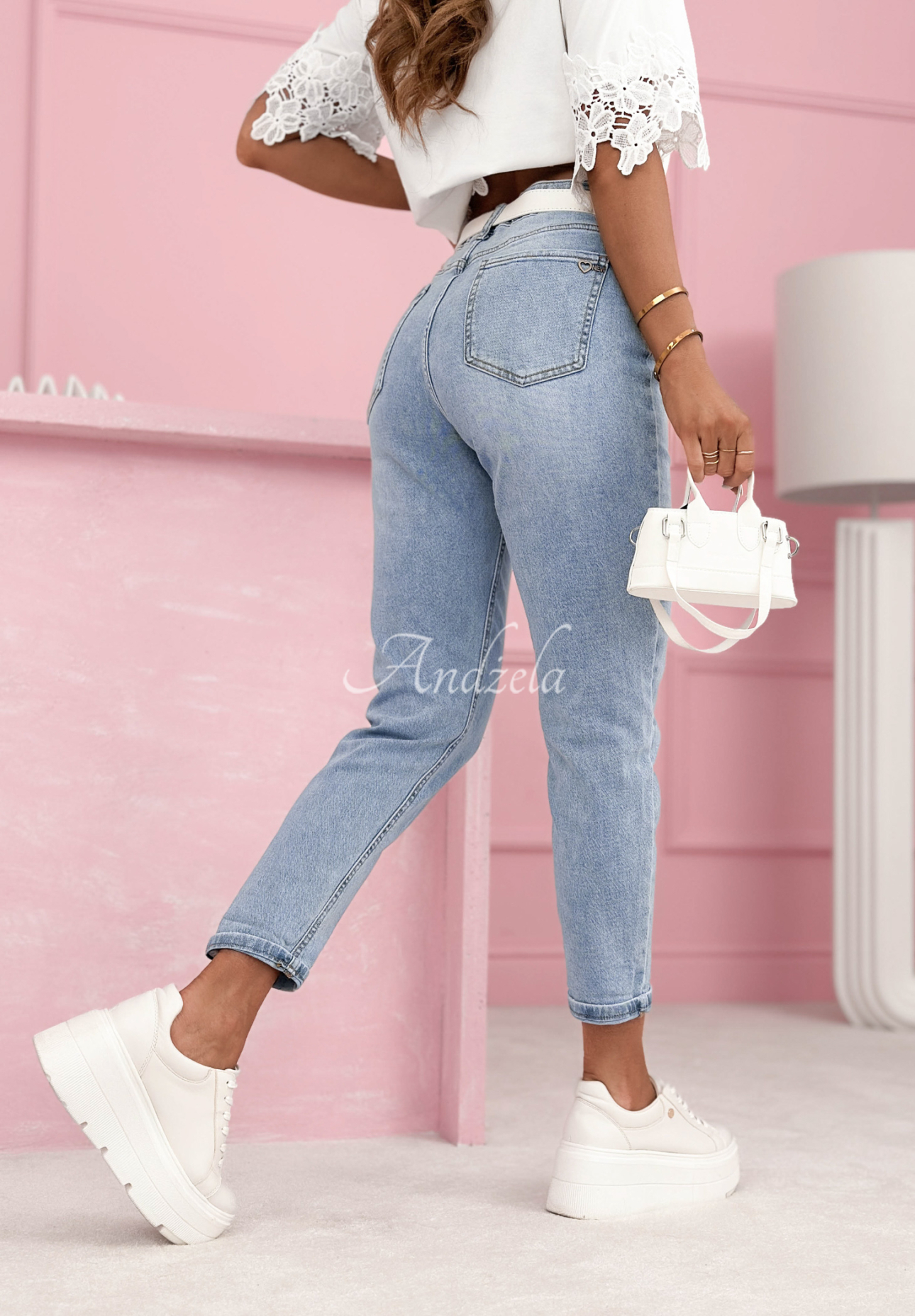 Skinny džíny s páskem Elena modré