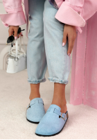 semišové chodaki z paskiem Madison černé