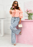 Šaty mini z falbankami Arlena blankytná