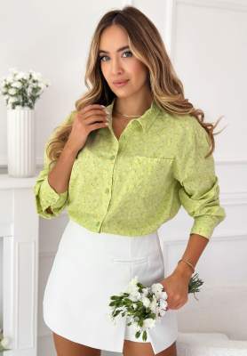 Bavlněná květovaná košile Marbella pistáciová