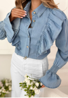 džínová Košile z falbankami Paloma ciemnoniebieska