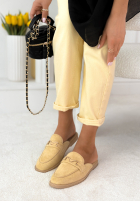 semišové Žabky  mokasyny z frędzlami Sylvette béžové