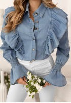 džínová Košile z falbankami Paloma ciemnoniebieska