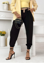 materiálové Kalhoty joggery z paskiem I Chose It černé