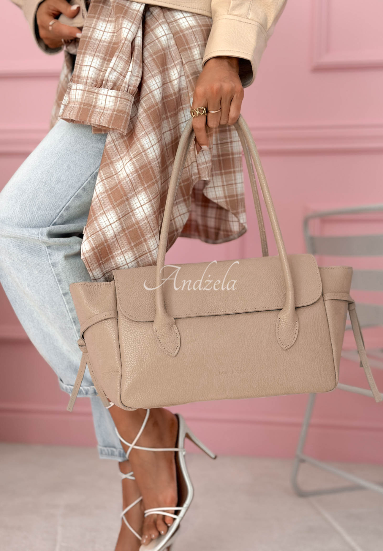 Kožená kabelka Patrice béžová