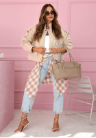 Krátká skórzana Bunda z kołnierzem Jolie žlutá