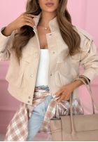 Krátká skórzana Bunda z kołnierzem Jolie žlutá