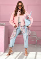 Krátká skórzana Bunda z kołnierzem Jolie žlutá