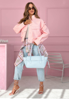 Krátká skórzana Bunda z kołnierzem Jolie žlutá