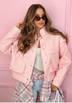 Krátká skórzana Bunda z kołnierzem Jolie žlutá