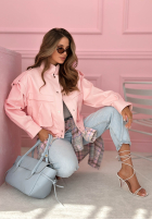 Krátká skórzana Bunda z kołnierzem Jolie žlutá