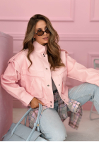 Krátká skórzana Bunda z kołnierzem Jolie žlutá