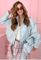 Krátká skórzana Bunda z kołnierzem Jolie žlutá