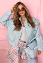 Krátká skórzana Bunda z kołnierzem Jolie žlutá