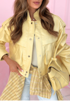 Krátká skórzana Bunda z kołnierzem Jolie žlutá