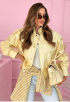 Krátká skórzana Bunda z kołnierzem Jolie žlutá