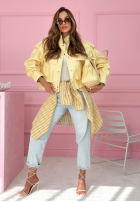 Krátká skórzana Bunda z kołnierzem Jolie žlutá