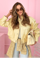 Krátká skórzana Bunda z kołnierzem Jolie žlutá