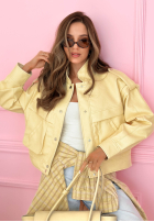 Krátká skórzana Bunda z kołnierzem Jolie žlutá