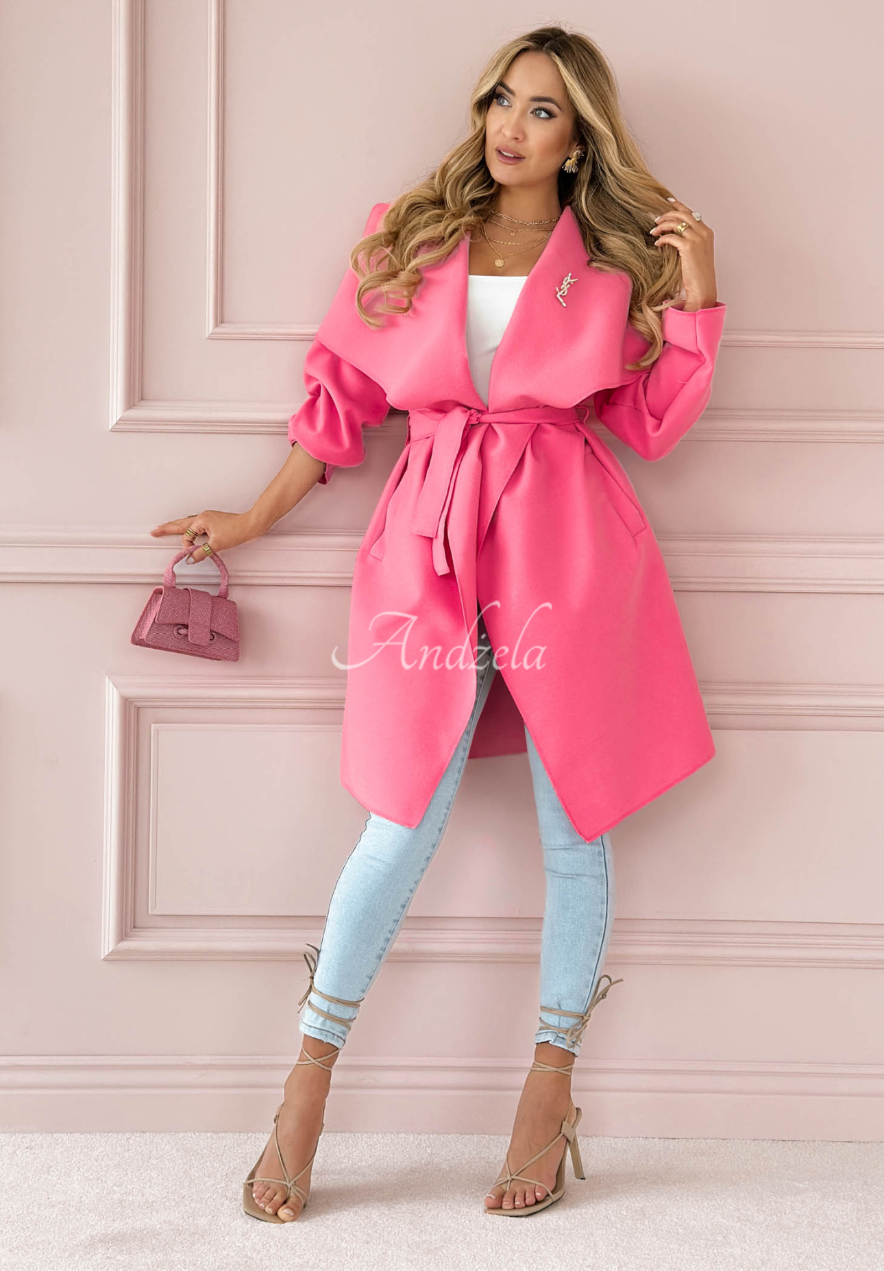 Kabát Not By Chance růžový