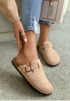 semišové chodaki z paskiem Madison černé