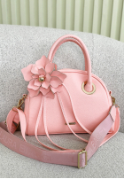 Skórzana Kabelka z kwiatem Kallie ecru