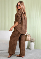 Haftowany Souprava Košile i Kalhoty wide leg Seraphelle Mokka