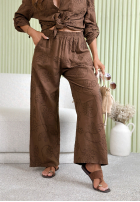 Haftowany Souprava Košile i Kalhoty wide leg Seraphelle Mokka