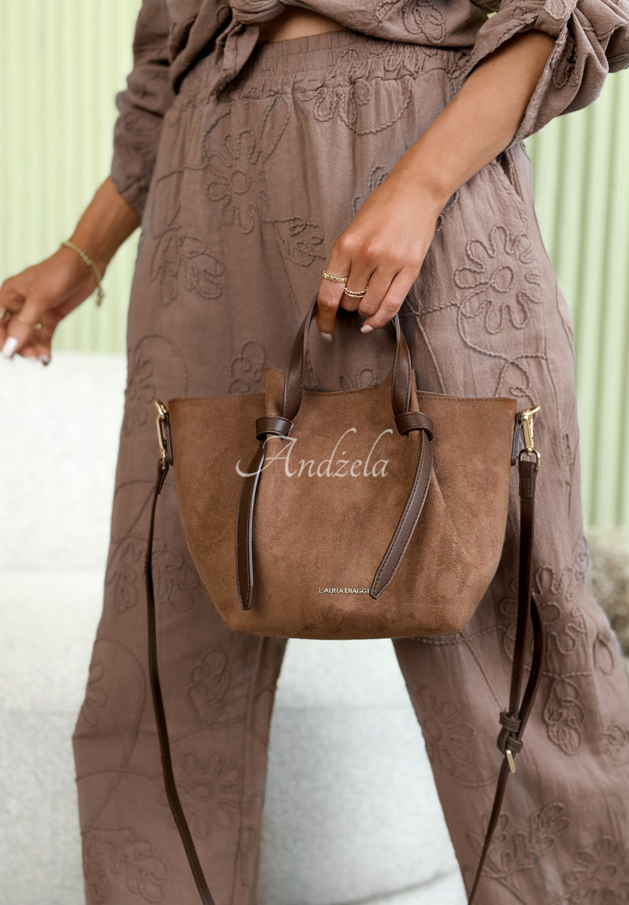 Semišová kabelka Beatrice Mokka