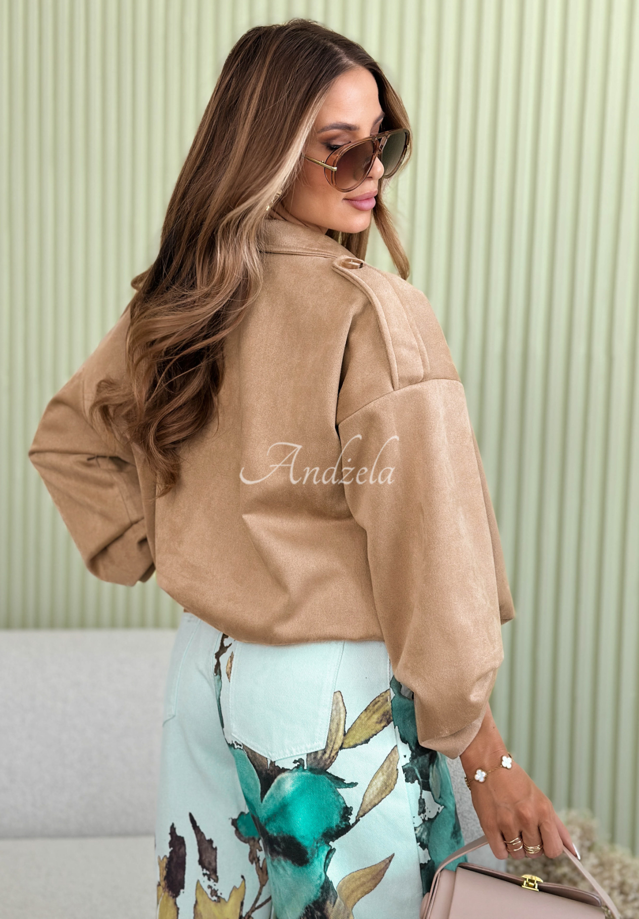 Krátká semišová bunda bomberka Amara béžová