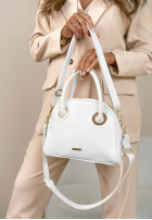 Skórzana Kabelka z kwiatem Kallie ecru