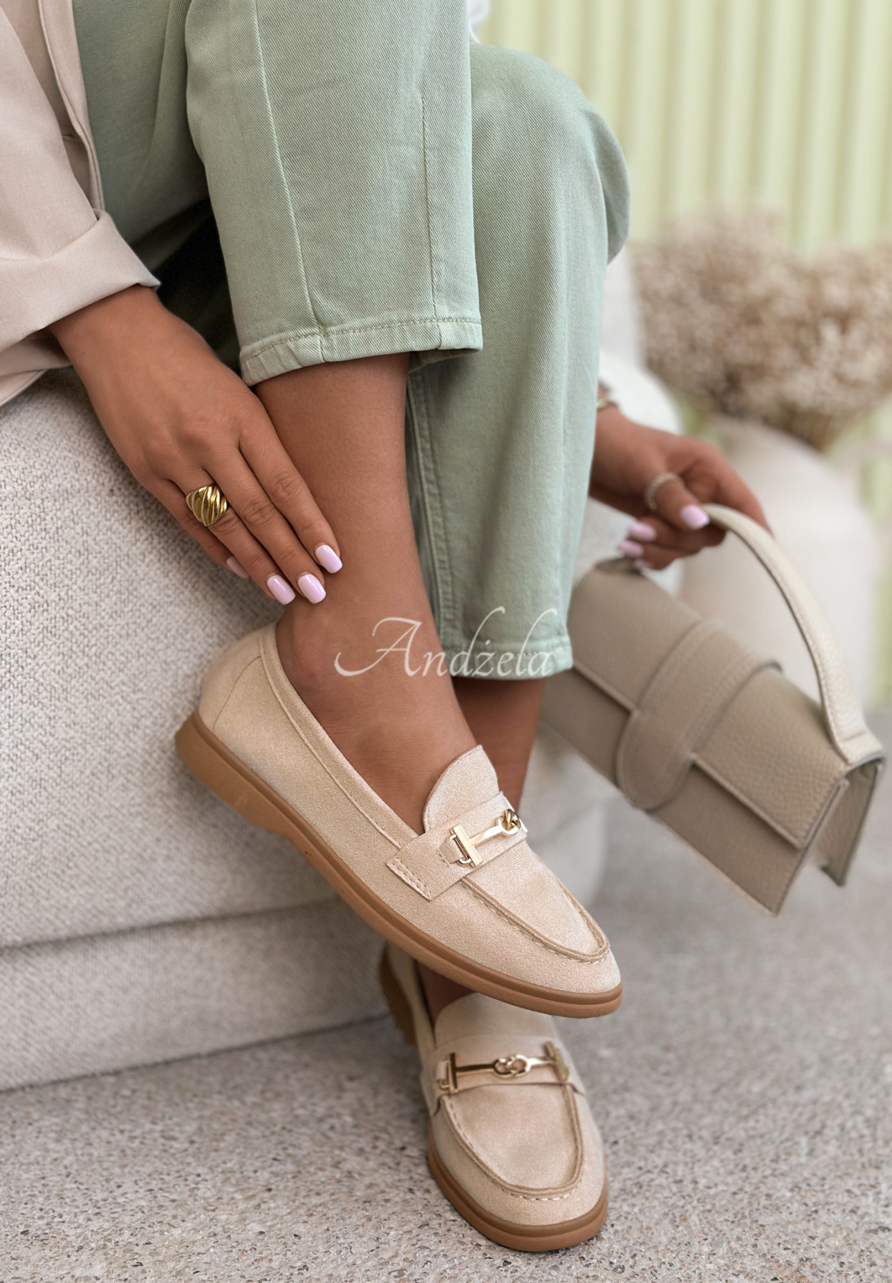 Semišové mokasíny Spirit Rebirth světle béžové