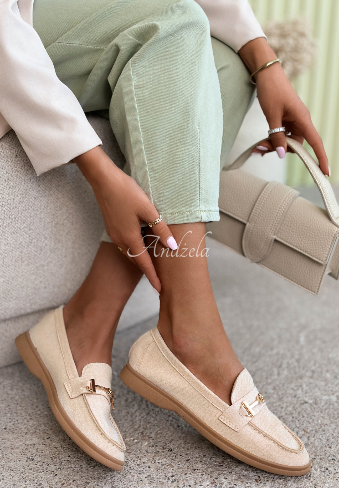 Semišové mokasíny Spirit Rebirth světle béžové