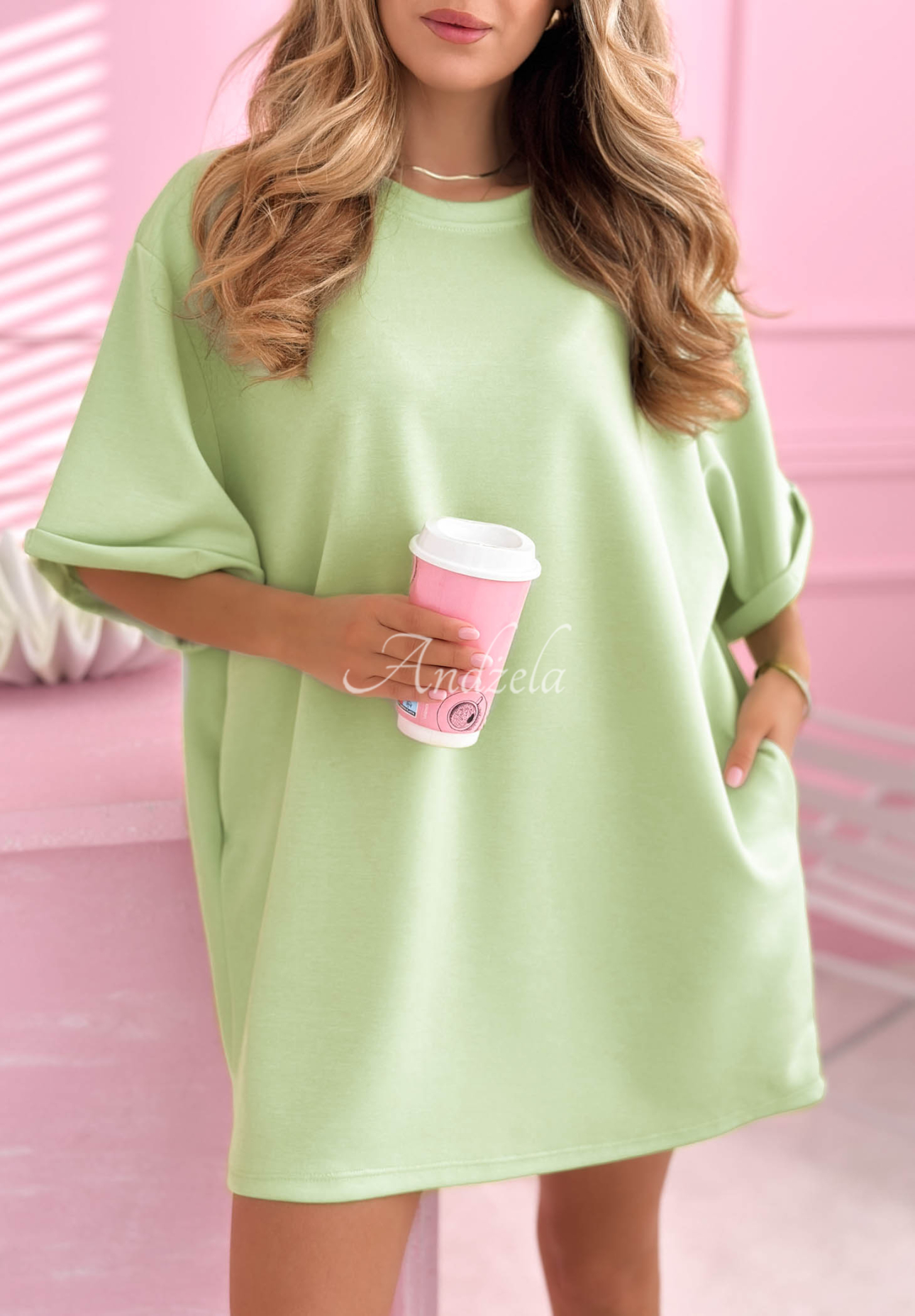 Dlouhé tričko tunika s viskózou Base Babe mentolový