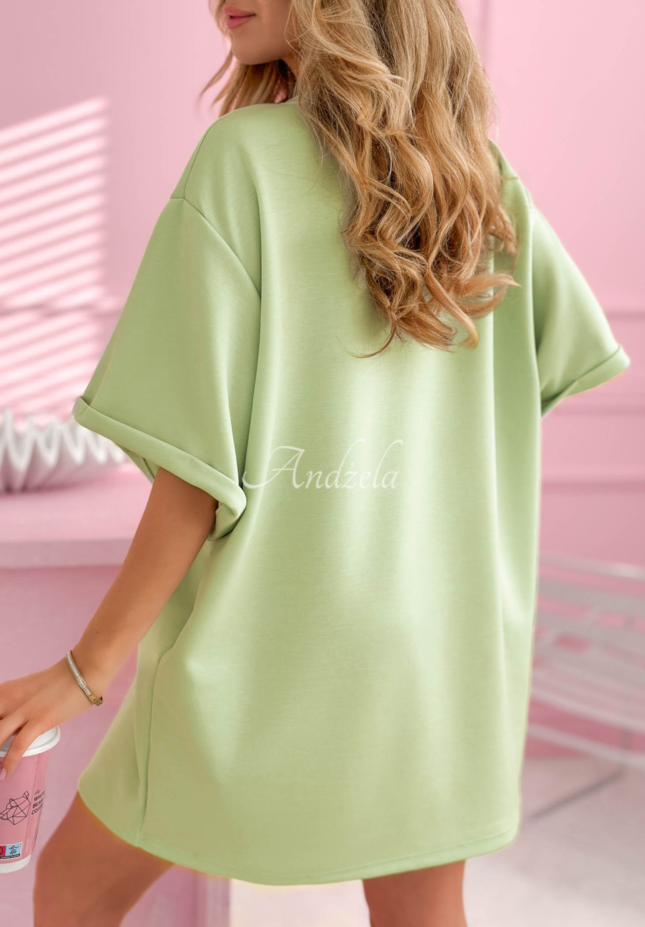 Dlouhé tričko tunika s viskózou Base Babe mentolový