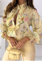 Kwiecista Košile z żabotem Miriam pistáciová