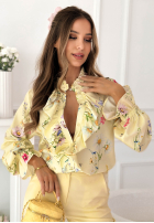 Kwiecista Košile z żabotem Miriam pistáciová