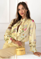 Kwiecista Košile z żabotem Miriam pistáciová
