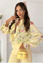 Kwiecista Košile z żabotem Miriam pistáciová