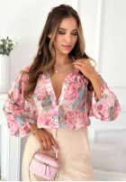 Wzorzysta Košile z falbankami Annette růžová